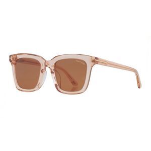 Tom Ford Sunglasses Square Full Rim, Shiny Pink Frame and Brown Lens FT0970-K72E